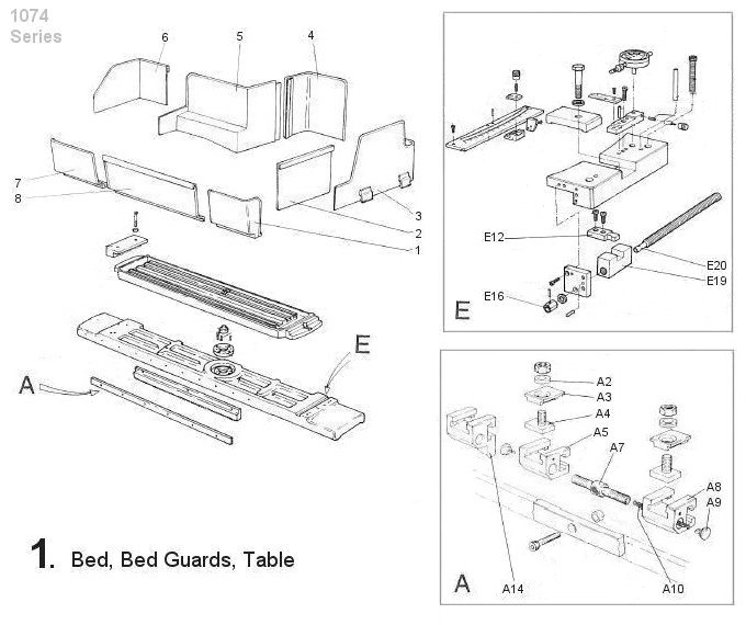 Bed, Bed Guards, Table